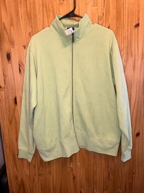 Light Green Women's Full-Zip Sweater Jacket